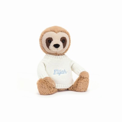 Jellycat Bashful Sloth with Cream Jumper USA | 21853TBZU